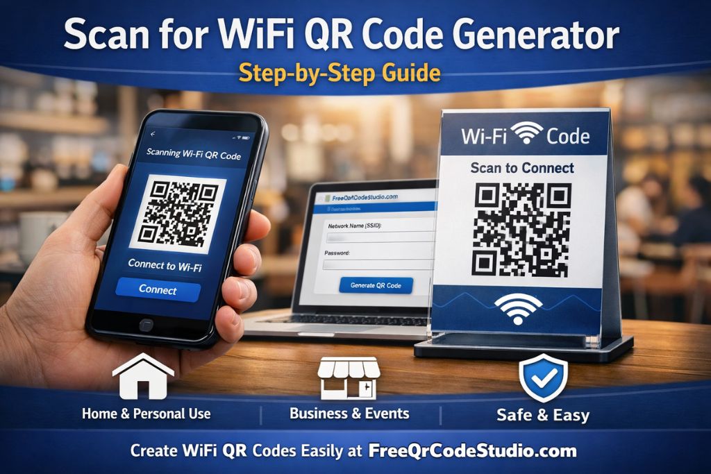 Scan for WiFi QR code generator